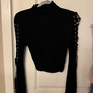 Black high neck long sleeve top